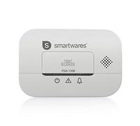 Smartwares Detector de CO, sensor de 10 años, batería reemplazable de 3 | Sonido de alarma de 85 dB, para habitaciones de 20 m² a 40 m², incluye tornillos de montaje, FGA-13081