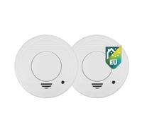 Smartwares Detector de Humo, Sensor 10 Años, Pila Reemplazable, Pack de 2 | Sirena acústica 85 dB a 3 m, Botón para pruebas y modo silencio, Tornillería incluida, 10.048.28