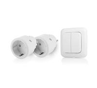 Smartwares SH4-99575 Tomas de corriente de interior con interruptor de luz doble, Plug & Connect, 2 tomas inteligentes, frecuencia 433,92 MHz, alcance inalámbrico 30 m, 2300 W