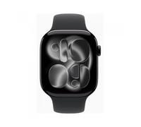 Apple Watch Series 11 GPS con caja de aluminio en negro azabache de 46 mm y correa deportiva negra-Talla S/M.Calidad del Sueño,monitores de entreno y salud,pantalla siempre activa, resistencia al agua
