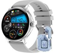 Smartwatch Deportivo, Pantalla AMOLED Ultra, Funciones de Salud, Múltiples Deportes, Asistente IA, Llamadas y Mensajes Bluetooth, Correa de Silicona Gris (Gris)