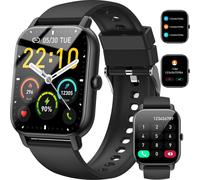 Smartwatch with Bluetooth Calls, 1.85" Screen, IP68 Water-Resistant, 110+ Sports Modes, Heart Rate & Sleep Monitor (Black)