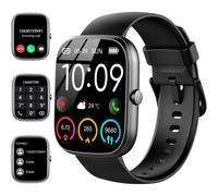 Smartwatch with Bluetooth Calls, 1.91" Screen, 110+ Sports, IP68 Waterproof, Heart Rate, Sleep, Pedometer (Black)