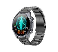 Smartwatch with Bluetooth calls AMOLED display sleep and pulse monitoring ECG blood oxygen temperature and health tracking (Black)