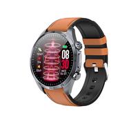 Smartwatch with Bluetooth calls AMOLED display sleep and pulse monitoring ECG oxygen blood pressure and health tracking (Brown)