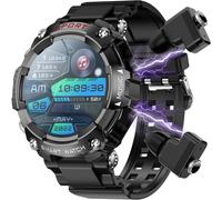 Smartwatch with Earbuds, 1.52" HD Screen for Men, Bluetooth Calls for Android/iOS, Military Fitness Tracker, Waterproof IP67 (Black)