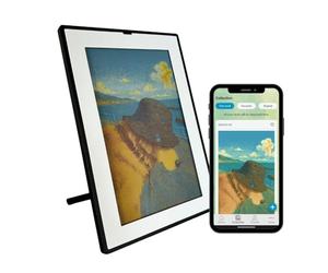 SMARTWIZ+ art - Marco de arte de tinta E diseñado por Japón, pantalla Spectra6 a todo color de 7.3 pulgadas, Wi-Fi, controlado por aplicación, perfecto para decoración del hogar, pantalla de papel