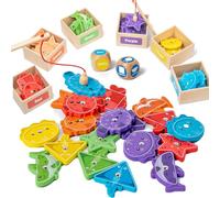 Smartwo Juguetes Niños 2 3 Años Montessori, Juego Pescar Peces Magnetico, Juego Educativo Clasificar Formas y Colores, Motricidad Fina, Juguetes Sensoriales Autismo, Juguete de Madera, Regalo Bebe
