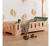 smartwood Cama Infantil 60x120 - Cama Montessori de Madera Certificada FSC, con Barandilla de Protección y Somier Resistente hasta 230 kg - para Niño y Niña - Montaje Fácil - TILA 2L
