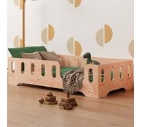 smartwood Cama Infantil 60x120 - Cama Montessori de Madera Certificada FSC, con Barandilla de Protección y Somier Resistente hasta 230 kg - para Niño y Niña - Montaje Fácil - TILA 2P