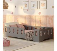 smartwood Cama Infantil 60x120 Gris - Cama Montessori de Madera Certificada FSC, con Barandilla de Protección y Somier Resistente hasta 230 kg - para Niño y Niña - Montaje Fácil - TILA 2P