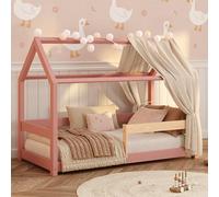 smartwood Cama Montessori Infantil 90x190 - Rosa - Cama de Suelo de Madera Maciza con Somier y Protección contra Caídas - Cama Milo para Niños y Niñas - Carga máxima 230 kg
