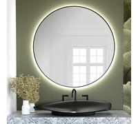 Smartwoods Bright espejo 90x90 cm circular con iluminación negro 5904107900407