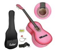 Smartxchoices Paquete de guitarra acústica de 38 pulgadas con bolsa de concierto, correa de paso, juego de cuerdas extra, púa rosa, 6 cuerdas para principiantes, niños, niñas, jóvenes, estudiantes,