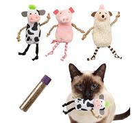 SmartyKat Farm Friends - Juguetes Recargables para Gatos con Hierba gatera, Juego de 3, Juguete de ratón de Peluche con Tubo de Hierba gatera