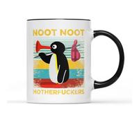 SMARTYPANTS Noot Noot Motherf*ckers Taza - Novedad divertida broma temática TV programa de televisión pingüino cita jurando grosero crudo divertido regalo taza de té café (mango negro)