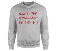 SMARTYPANTS Now I Have A Machine Gun Ho Ho Ho Sudadera - Novedad festiva Feliz Navidad Nochebuena Trabajo Fiesta 1988 Acción Suspenso Detective Película Regalos Regalos Regalos, Gris jaspeado, L