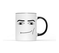 SMARTYPANTS Roblox - Taza con cara de hombre - Divertida y novedosa sonrisa alegre Roblox Ultimate Virtual Universe Create Gaming Gamer Cup Tea Coffee Gift Present (mango negro)