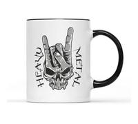 SMARTYPANTS Taza de metal pesado para café, taza de té, cuernos de cabra diablo ubicuo, rock duro, punk, grito, emo, fanático de la música, Mosh Pit gótico, regalo alternativo (mango negro, prime)