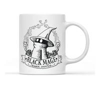 SMARTYPANTS Taza mágica de mago negro,Ilustración de personajes inspirada en videojuegos de computadora, lanzador de hechizos, fantasía, ciencia, jugador, geek, taza de té, regalo (mango blanco)