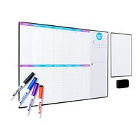 SmartyPlans Calendario magnético semanal extragrueso de borrado en seco para refrigerador: planificador de dos semanas de 17 x 13 pulgadas y pizarra blanca de 6 x 9 pulgadas, 4 marcadores de punta