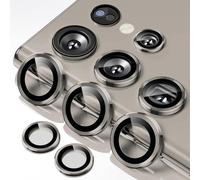 Smasener para Galaxy S24 Ultra - Protector de lente de cámara para Samsung Galaxy S24 Ultra, cubierta de cristal templado 9H para cámara, protector de pantalla, anillo metálico individual(2024)[Gris]