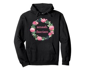Smash Fascismo Retro Floral Anti Fascista Revolución Política Sudadera con Capucha
