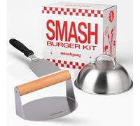 SMASHGANG® Smash Burger Kit - Prensa Hamburguesas, Espátula y Campana de Acero Inoxidable 304 | Utensilios para Cocina y BBQ