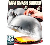 SMASHI® Set de 2 Campanas para Smash Burger - Tapa de Acero Inoxidable 304 para Fundir Queso y Retener Calor - Diámetro 16cm - Incluye Recetario Digital de 25 Smash Burgers