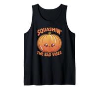 Smashin' The Bad Vibes Pumpkin Kawaii Lindo Divertido Camiseta sin Mangas