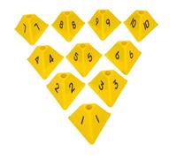 SMASOLO 10 Piezas Conos de Entrenamiento para Fútbol 10 Unidades Triangulares Amarillos Numerados 1-10, Marcadores Deportivos Resistentes al Viento para Agilidad y Ejercicios en Campo al