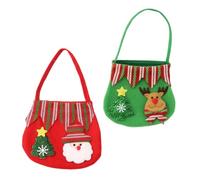 SMASOLO 2 Bolsas de Obsequio Navideñas Diseño de Papá Noel y Alce Tamaño Mediano Material Duradero Bolsa para Dulces y Regalos Ligera Asa para Transporte Cómodo en Fiestas de Navidad