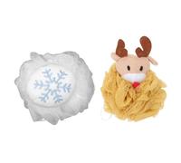 SMASOLO 2 Piezas Bolas de Baño de Ducha Decorativas con Diseño Navideño Exfoliantes y Suaves Flores de Baño Coloridas Herramienta Práctica para Limpieza Corporal