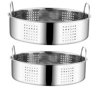 SMASOLO 2 piezas Cesta Vapor Inoxidable de Acero Inoxidable Rejilla Vapor Gruesa con Asas para Cocina Doméstica Soporte Apilable para Cocer Verduras Arroz y Mariscos Resistente y Segura