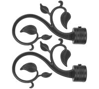 SMASOLO 2 Piezas de Remates para Barra de Cortina en Acabado Negro Mate Accesorios Decorativos para Cortineros de Ventana Tapas de Extremo Ventanas Montaje sin Tornillos