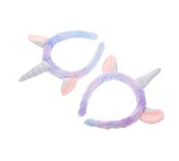 SMASOLO 2 piezas Diadema Unicornio Felpa Suave para Niñas Accesorio Adorable para Maquillaje y Lavado Facial de Unidades Morado para Fiestas y Uso Diario