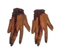 SMASOLO 2 Piezas Manos Falsas Halloween Decoración Realista Sangrienta para Casas Embrujadas Fiesta Terrorífica Accesorios de Cosplay Zombie