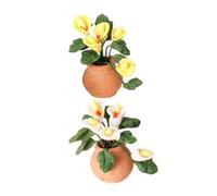 SMASOLO 2 Piezas Miniatura Potted Flowers Realistas para Casa de Muñecas Plantas Artificiales para Decoración de Micro Paisajes Escritorios y Estantes Accesorios Verdes Duraderos