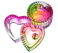 SMASOLO 2 piezas Recipientes de Vidrio para Almacenamiento con Tapa Cuencos Coloridos Formas Redonda y Corazón para y Guardar Polvo Monómero y Decoraciones de Uñas Uso Salones y Manicura