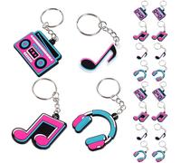 SMASOLO 20 piezas llaveros musicales PVC con notas, colgantes para fiesta temática, diseño DIY resistente, ideal para regalos músicos y adornos de bolsos