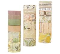 SMASOLO 20 rollos Cinta Adhesiva Papel Washi Vintage Cintas Decorativas para Manualidades Diarios y Fácil de Usar para Amantes del Arte