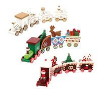SMASOLO 3 Adornos de Tren Navideños de Madera Decoración Artesanal Navideña para Escaparate y Fiesta Set de 3 Piezas para Casa Oficina y Obsequio Festivo