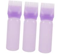 SMASOLO 3 Piezas Botella Aplicadora para Cabello con Peine Raíz Morada para Teñido Aceite y Permanente Fácil de Usar Peluquería Profesional