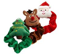 SMASOLO 3 Piezas Coleteros Navideños Suaves con Diseño de Santa Árbol y Reno Accesorios Elásticos para Pelo de Niñas y Mujeres Sujetan Firmemente sin Dañar el Cabello