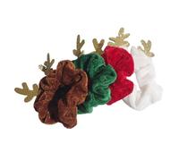 SMASOLO 4 Coleteros Navideños Elásticos Cabello Diseño de Cornamenta Colores y Cuerda Elástica Suave y Cómoda Accesorios para Fiestas y Uso Diario