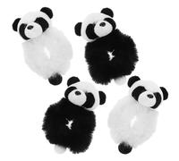 SMASOLO 4 Piezas de Coleteros Elásticos de Peluche Diseño de Panda, Suaves y Cómodos, Cintas Pelo para Niñas y Mujeres, Accesorios Cabello Ideales para Todo Tipo de Cabello