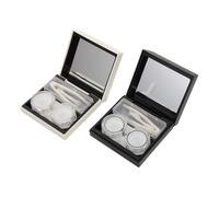 SMASOLO 4 Piezas Estuche para Lentillas con Compartimentos Dobles y Espejo Estanco y Portátil para Viaje y Uso Diario Caja de Almacenamiento para Lentes de Contacto