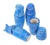 SMASOLO 4 Piezas Figuras Canópicas Egipcias Antiguas con Inscripciones Detalladas Decoración de Escritorio Pirámide Egipcia para Amantes Mitología y Arte Histórico