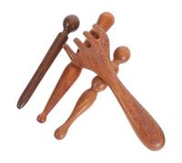 SMASOLO 4 Piezas Masajeador de Madera para Reflexología Herramienta Gua Sha para Manos y Pies Masaje Corporal y Facial de Tensión Muscular Portátil Color Marrón