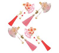 SMASOLO 4 Piezas Vintage Floral Tassel Hairpins Chinese And Japanese Fan Hair Clips For Bride Bridesmaid Traditional Bridal Accessories In And